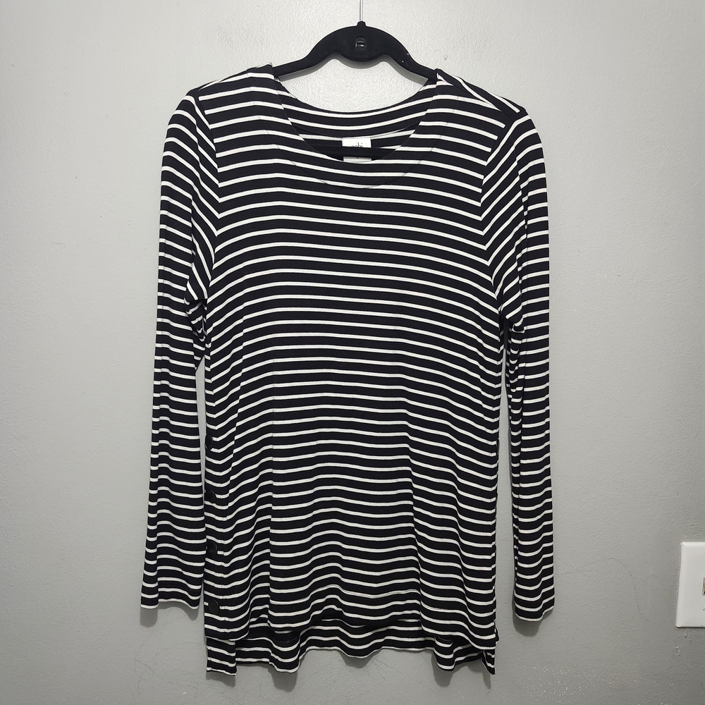 CAbi Black & White Striped Long-Sleeve Tee Size S